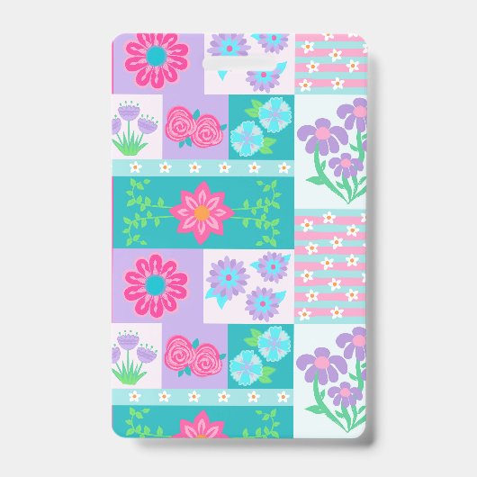 Levendige Bloeiende Bloemen Ontwerp Badge (Voorzijde)
