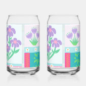 Levendige Bloeiende Bloemen Ontwerp Blikvorm Glas (Rechts)