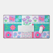 Levendige Bloeiende Bloemen Ontwerp Bureaumat (Keyboard & Muis)
