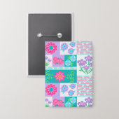 Levendige Bloeiende Bloemen Ontwerp Button (Voorkant / Achterkant)