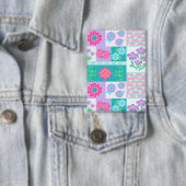 Levendige Bloeiende Bloemen Ontwerp Button (Insitu)