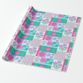 Levendige Bloeiende Bloemen Ontwerp Cadeaupapier (Uitgerold)