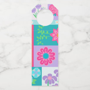 Levendige Bloeiende Bloemen Ontwerp Flessenhanger