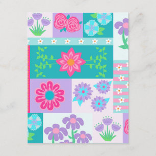 Levendige Bloeiende Bloemen Ontwerp Informatiekaartje