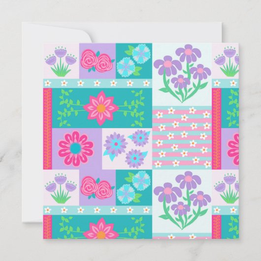 Levendige Bloeiende Bloemen Ontwerp Kaart (Voorkant)