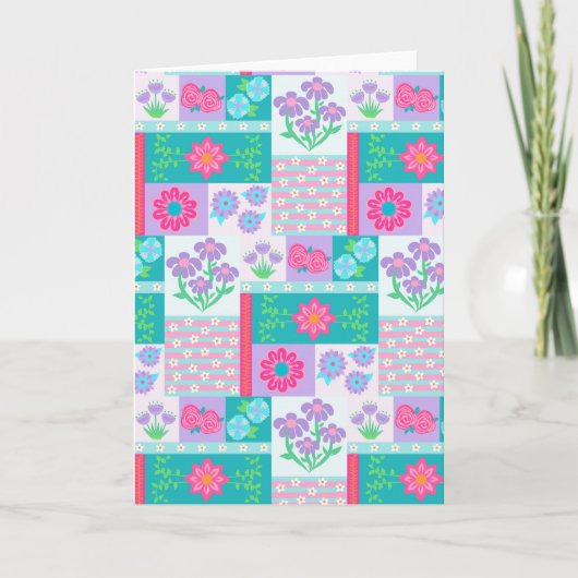 Levendige Bloeiende Bloemen Ontwerp Kaart (Voorkant)