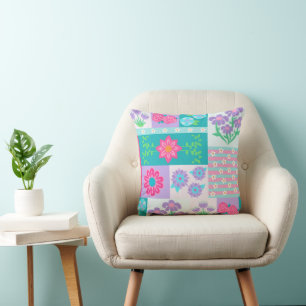 Levendige Bloeiende Bloemen Ontwerp Kussen