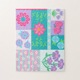 Levendige Bloeiende Bloemen Ontwerp Legpuzzel