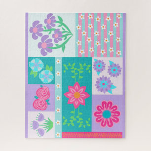 Levendige Bloeiende Bloemen Ontwerp Legpuzzel