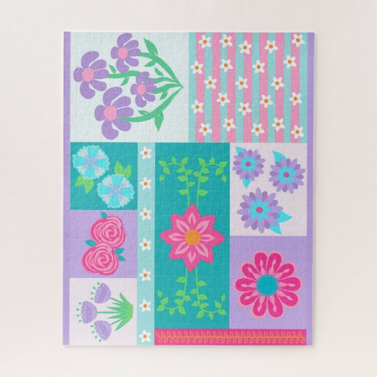 Levendige Bloeiende Bloemen Ontwerp Legpuzzel (Verticaal)
