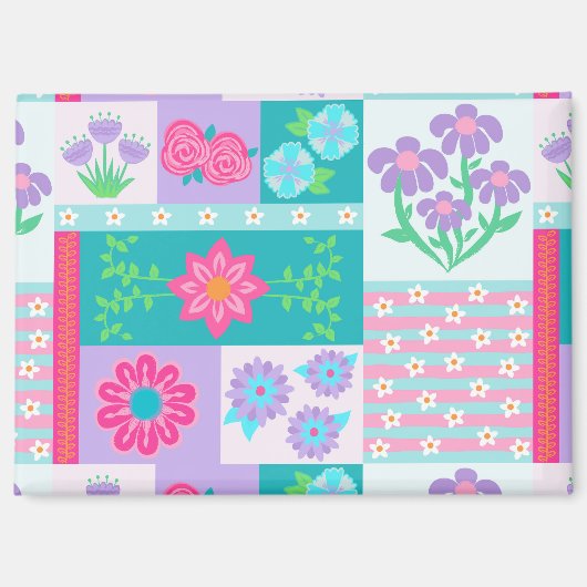 Levendige Bloeiende Bloemen Ontwerp Magneet (Voorkant)