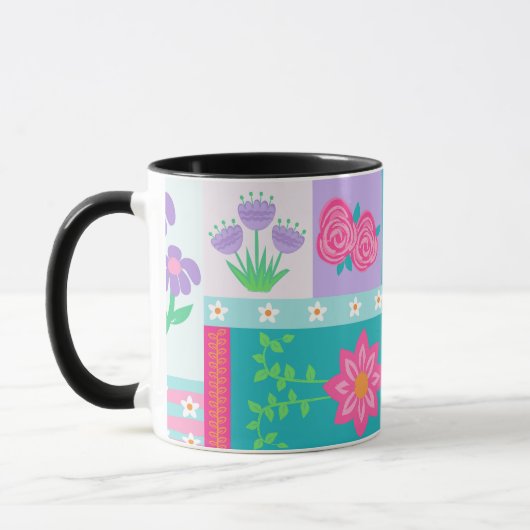 Levendige Bloeiende Bloemen Ontwerp Mok (Links)