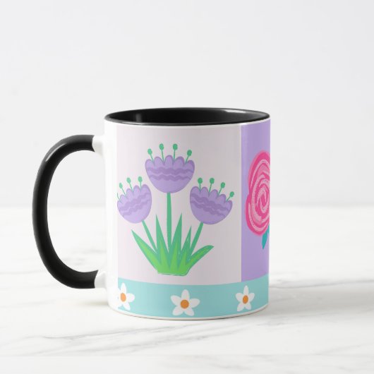 Levendige Bloeiende Bloemen Ontwerp Mok (Links)