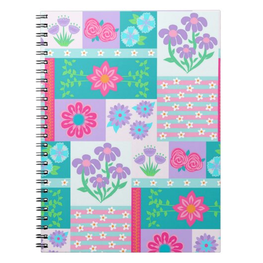 Levendige Bloeiende Bloemen Ontwerp Notitieboek (Voorkant)