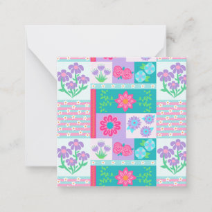 Levendige Bloeiende Bloemen Ontwerp Notitiekaartje
