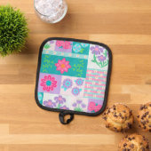 Levendige Bloeiende Bloemen Ontwerp Pannenlap (Top down)