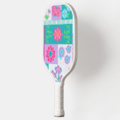 Levendige Bloeiende Bloemen Ontwerp Pickleball Paddle (Links)