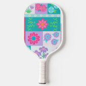 Levendige Bloeiende Bloemen Ontwerp Pickleball Paddle (Achterkant)