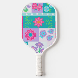 Levendige Bloeiende Bloemen Ontwerp Pickleball Paddle