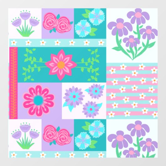 Levendige Bloeiende Bloemen Ontwerp Raamsticker (Vel)