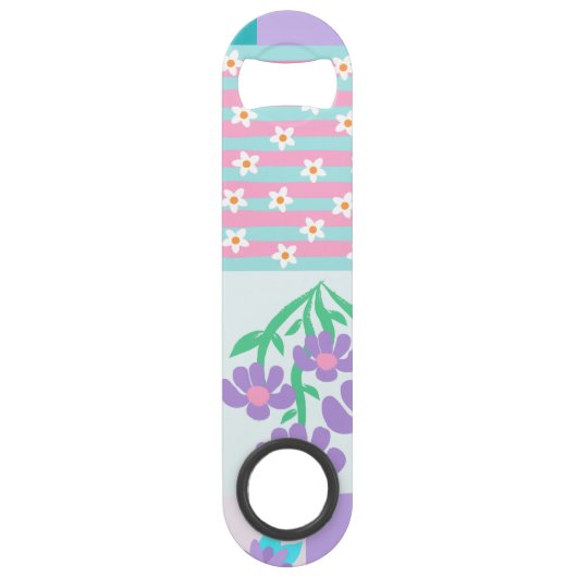 Levendige Bloeiende Bloemen Ontwerp Speed Flessenopener (Voorkant)