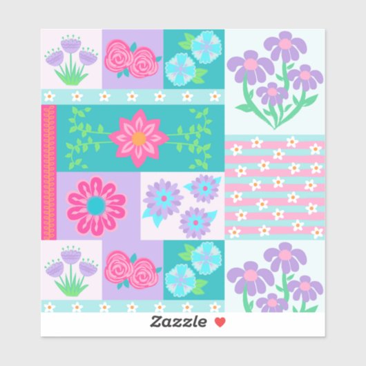 Levendige Bloeiende Bloemen Ontwerp Sticker (Vel)