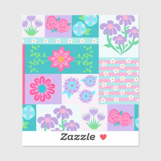 Levendige Bloeiende Bloemen Ontwerp Sticker (Vel)