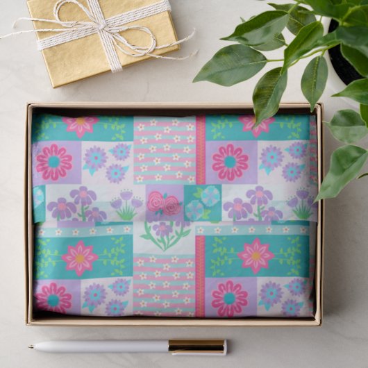 Levendige Bloeiende Bloemen Ontwerp Tissuepapier (Geschenk)