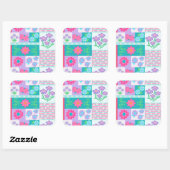 Levendige Bloeiende Bloemen Ontwerp Vierkante Sticker (Vel)