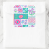 Levendige Bloeiende Bloemen Ontwerp Vierkante Sticker (Tas)