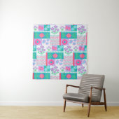 Levendige Bloeiende Bloemen Ontwerp Wandkleed (In situ)