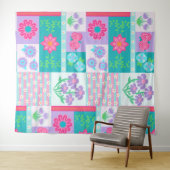 Levendige Bloeiende Bloemen Ontwerp Wandkleed (In Situ (horizontaal))