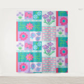 Levendige Bloeiende Bloemen Ontwerp Wandkleed (Voorkant)