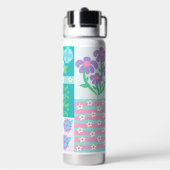 Levendige Bloeiende Bloemen Ontwerp Waterfles (Achterkant)