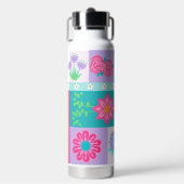 Levendige Bloeiende Bloemen Ontwerp Waterfles (Voorkant)
