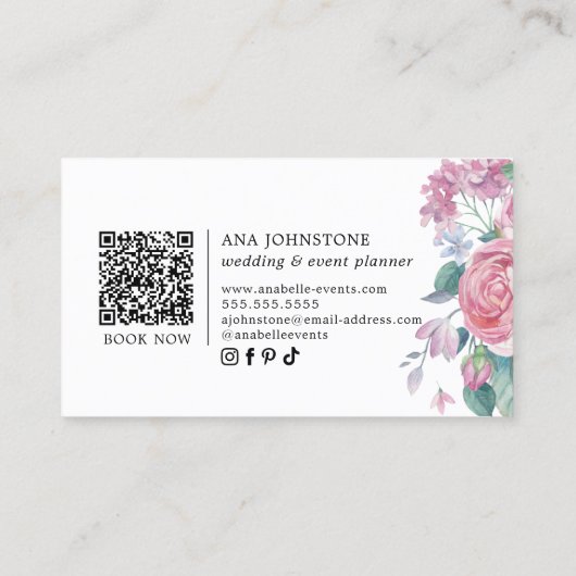 Levendige Bloeiende Bloemen QR Code Visitekaartje (Achterkant)