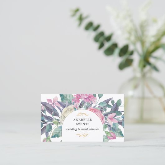 Levendige Bloeiende Bloemen QR Code Visitekaartje (Staand voorkant)