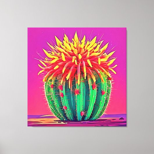 Levendige bloeiende cactus canvas afdruk (Voorkant)