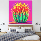 Levendige bloeiende cactus canvas afdruk (Insitu (Slaapkamer))