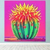 Levendige bloeiende cactus canvas afdruk (Insitu (Houten vloer))