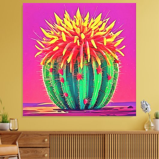 Levendige bloeiende cactus canvas afdruk (Insitu (Woonkamer))