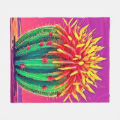 Levendige bloeiende cactus fleece deken (Voorkant (Horizontaal))