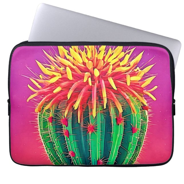 Levendige bloeiende cactus laptop sleeve (Voorkant)