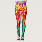 Levendige bloeiende cactus leggings (Voorkant)
