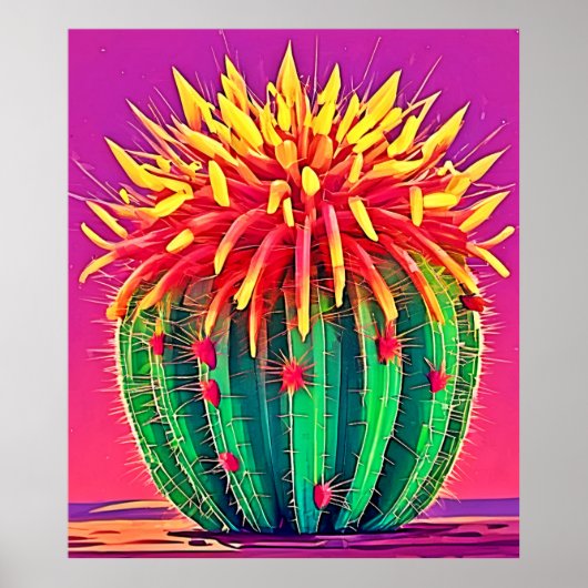 Levendige bloeiende cactus poster (Voorkant)