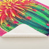 Levendige bloeiende cactus sherpa deken (3/4)