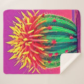 Levendige bloeiende cactus sherpa deken (Voorkant (horizontaal))