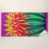 Levendige bloeiende cactus strandlaken (Voorkant)