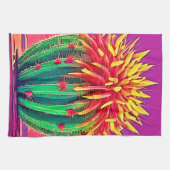 Levendige bloeiende cactus theedoek (Horizontaal)