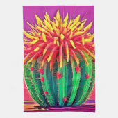 Levendige bloeiende cactus theedoek (Verticaal)